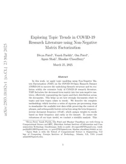 Exploring Topic Trends in COVID-19 Research Literature using Non-Negative Matrix Factorization