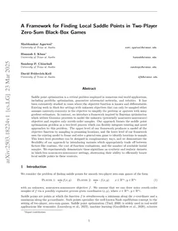A Framework for Finding Local Saddle Points in Two-Player Zero-Sum Black-Box Games