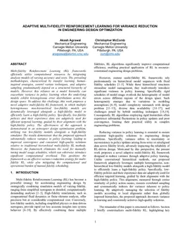 Adaptive Multi-Fidelity Reinforcement Learning for Variance Reduction in Engineering Design Optimization