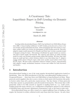 A Curationary Tale: Logarithmic Regret in DeFi Lending via Dynamic Pricing