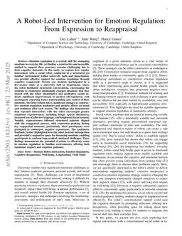 A Robot-Led Intervention for Emotion Regulation: From Expression to Reappraisal