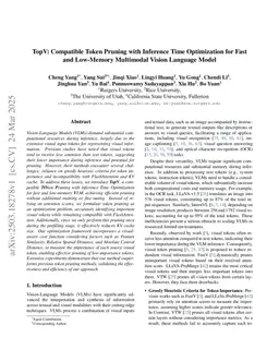 TopV: Compatible Token Pruning with Inference Time Optimization for Fast and Low-Memory Multimodal Vision Language Model