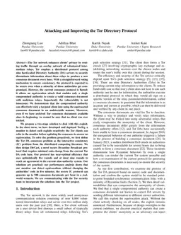 Attacking and Improving the Tor Directory Protocol