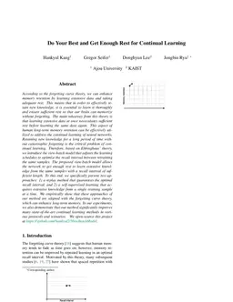 Do Your Best and Get Enough Rest for Continual Learning