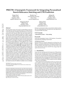 PRECTR: A Synergistic Framework for Integrating Personalized Search Relevance Matching and CTR Prediction