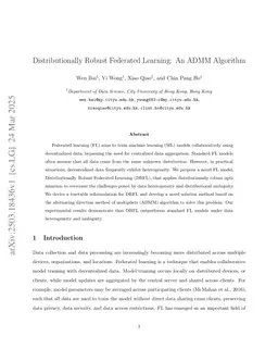 Distributionally Robust Federated Learning: An ADMM Algorithm
