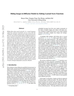 Hiding Images in Diffusion Models by Editing Learned Score Functions