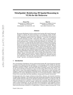 MetaSpatial: Reinforcing 3D Spatial Reasoning in VLMs for the Metaverse
