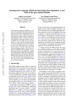 Autoregressive Language Models for Knowledge Base Population: A case study in the space mission domain