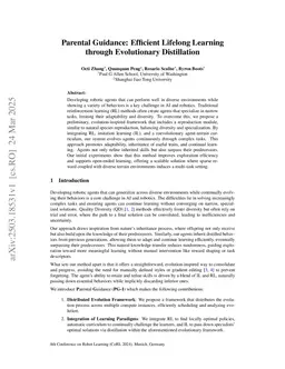 Parental Guidance: Efficient Lifelong Learning through Evolutionary Distillation