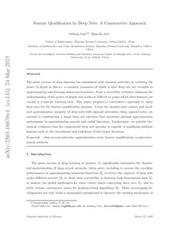 Feature Qualification by Deep Nets: A Constructive Approach