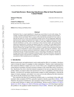 Local Interference: Removing Interference Bias in Semi-Parametric Causal Models