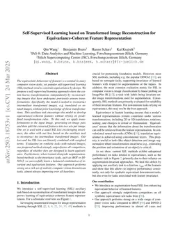 Self-Supervised Learning based on Transformed Image Reconstruction for Equivariance-Coherent Feature Representation