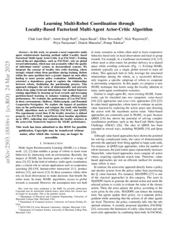 Learning Multi-Robot Coordination through Locality-Based Factorized Multi-Agent Actor-Critic Algorithm