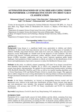 Automated diagnosis of lung diseases using vision transformer: a comparative study on chest x-ray classification