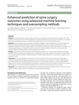 Enhanced prediction of spine surgery outcomes using advanced machine learning techniques and oversampling methods
