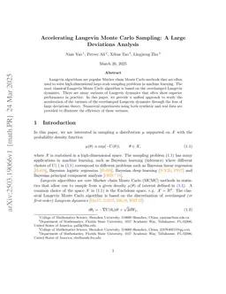 Accelerating Langevin Monte Carlo Sampling: A Large Deviations Analysis
