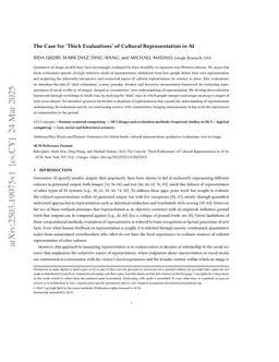 The Case for "Thick Evaluations" of Cultural Representation in AI