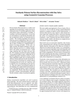 Stochastic Poisson Surface Reconstruction with One Solve using Geometric Gaussian Processes