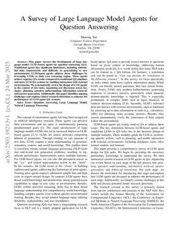 A Survey of Large Language Model Agents for Question Answering
