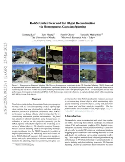 HoGS: Unified Near and Far Object Reconstruction via Homogeneous Gaussian Splatting