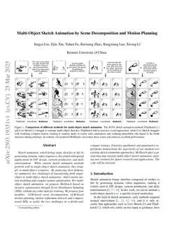 Multi-Object Sketch Animation by Scene Decomposition and Motion Planning