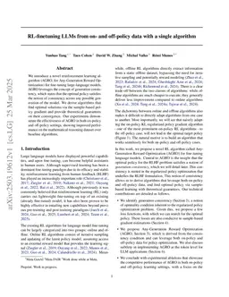 RL-finetuning LLMs from on- and off-policy data with a single algorithm