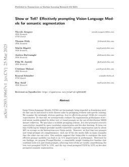 Show or Tell? Effectively prompting Vision-Language Models for semantic segmentation