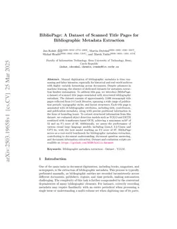 BiblioPage: A Dataset of Scanned Title Pages for Bibliographic Metadata Extraction