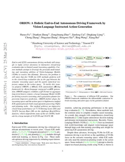 ORION: A Holistic End-to-End Autonomous Driving Framework by Vision-Language Instructed Action Generation