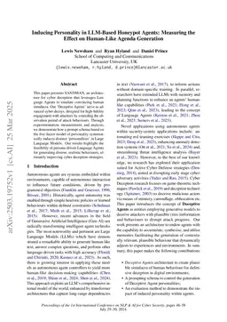 Inducing Personality in LLM-Based Honeypot Agents: Measuring the Effect on Human-Like Agenda Generation