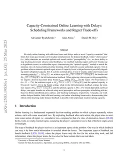 Capacity-Constrained Online Learning with Delays: Scheduling Frameworks and Regret Trade-offs
