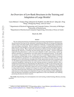 An Overview of Low-Rank Structures in the Training and Adaptation of Large Models