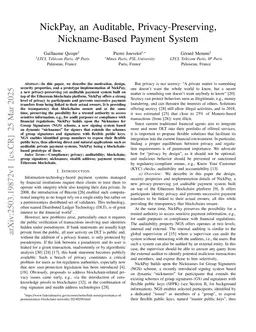 NickPay, an Auditable, Privacy-Preserving, Nickname-Based Payment System