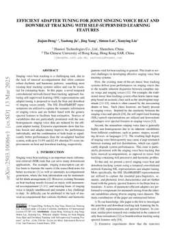 Efficient Adapter Tuning for Joint Singing Voice Beat and Downbeat Tracking with Self-supervised Learning Features