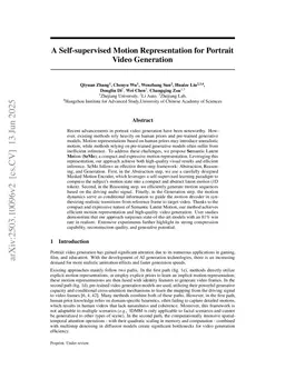 A Self-supervised Motion Representation for Portrait Video Generation