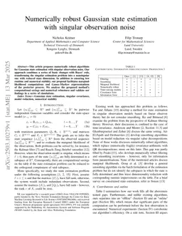 Numerically robust Gaussian state estimation with singular observation noise