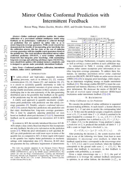 Mirror Online Conformal Prediction with Intermittent Feedback