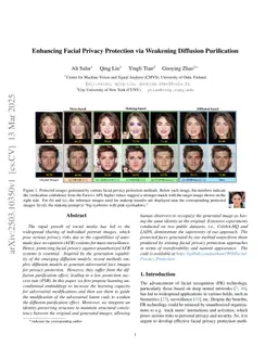 Enhancing Facial Privacy Protection via Weakening Diffusion Purification