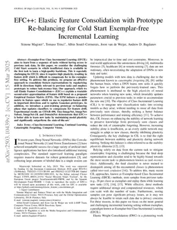 EFC++: Elastic Feature Consolidation with Prototype Re-balancing for Cold Start Exemplar-free Incremental Learning