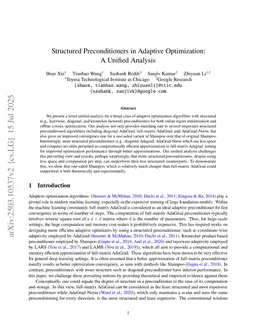 Structured Preconditioners in Adaptive Optimization: A Unified Analysis
