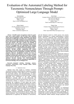 Evaluation of the Automated Labeling Method for Taxonomic Nomenclature Through Prompt-Optimized Large Language Model
