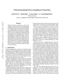 Ordered Semantically Diverse Sampling for Textual Data