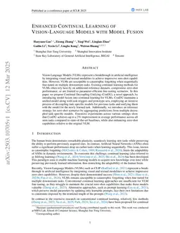 Enhanced Continual Learning of Vision-Language Models with Model Fusion