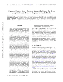 CALLM: Understanding Cancer Survivors' Emotions and Intervention Opportunities via Mobile Diaries and Context-Aware Language Models