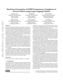 Word-level Annotation of GDPR Transparency Compliance in Privacy Policies using Large Language Models