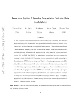 Learn then Decide: A Learning Approach for Designing Data Marketplaces