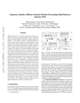Trajectory Mamba: Efficient Attention-Mamba Forecasting Model Based on Selective SSM