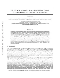 OASST-ETC Dataset: Alignment Signals from Eye-tracking Analysis of LLM Responses