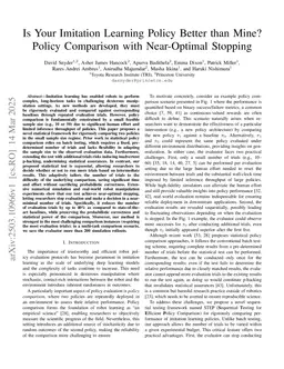 Is Your Imitation Learning Policy Better than Mine? Policy Comparison with Near-Optimal Stopping